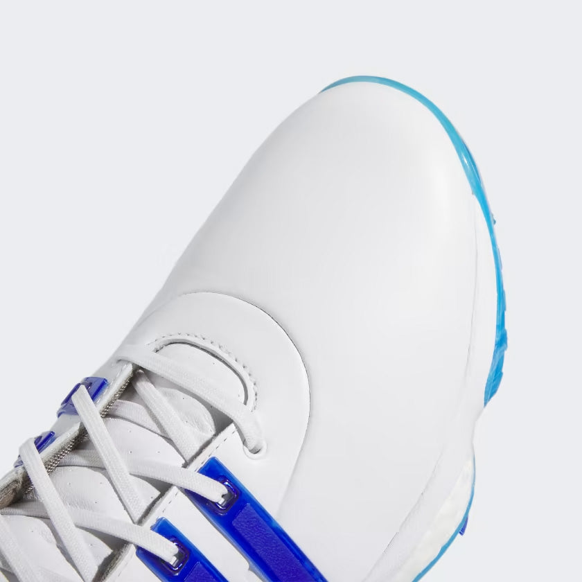 Adidas Tour 360 White/Blue Spiked Golf Shoes