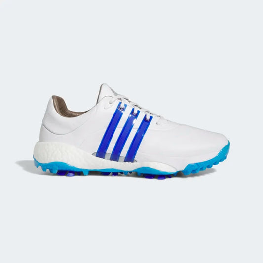 Adidas Tour 360 White/Blue Spiked Golf Shoes